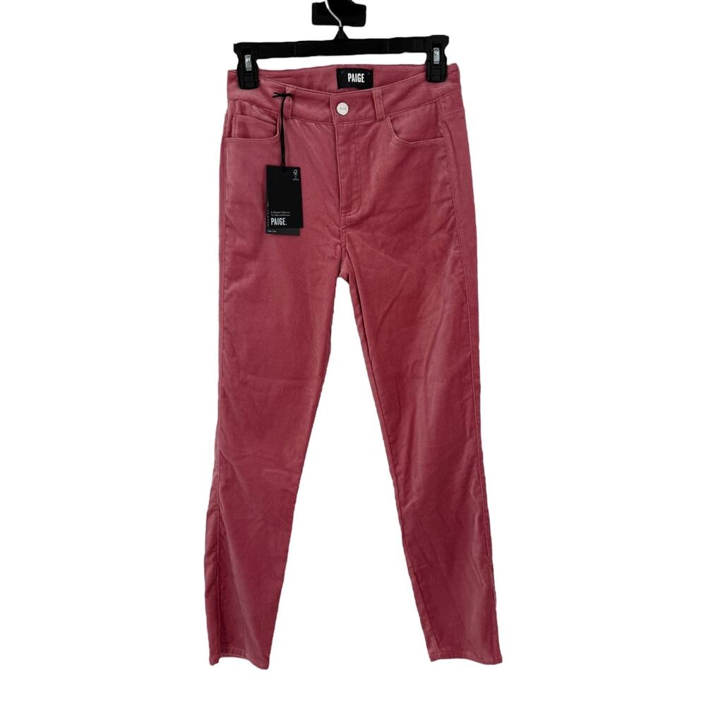 Paige Hoxton cropped Ankle Length high Rise velvet jeans dk pink size 24 NEW